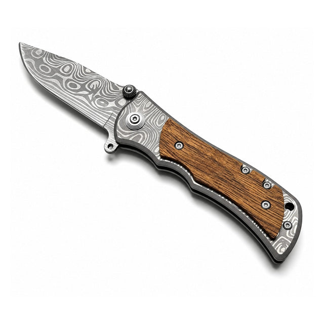 Damascus Pattern Folding Pocket Knife Folding Knife Super Supplys Inc Default Title