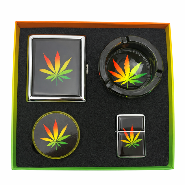 4 Pcs Smoking Accessories Gift Box Bundle LEHIGH WHOLESALE Leaf (623)