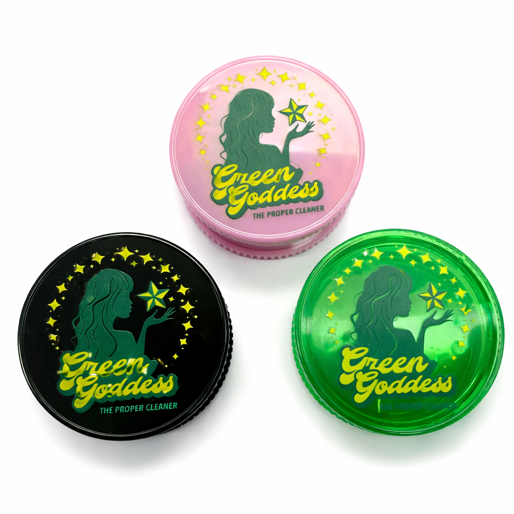 Green Goddess | Acrylic 3-Part Grinder-Pink/Black/Green– 60mm (12 PCS) Display Pack B Movin Distribution