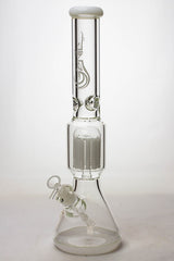 17.5" Genie 12-arm  9 mm colored bottom glass water bong-White - One Wholesale