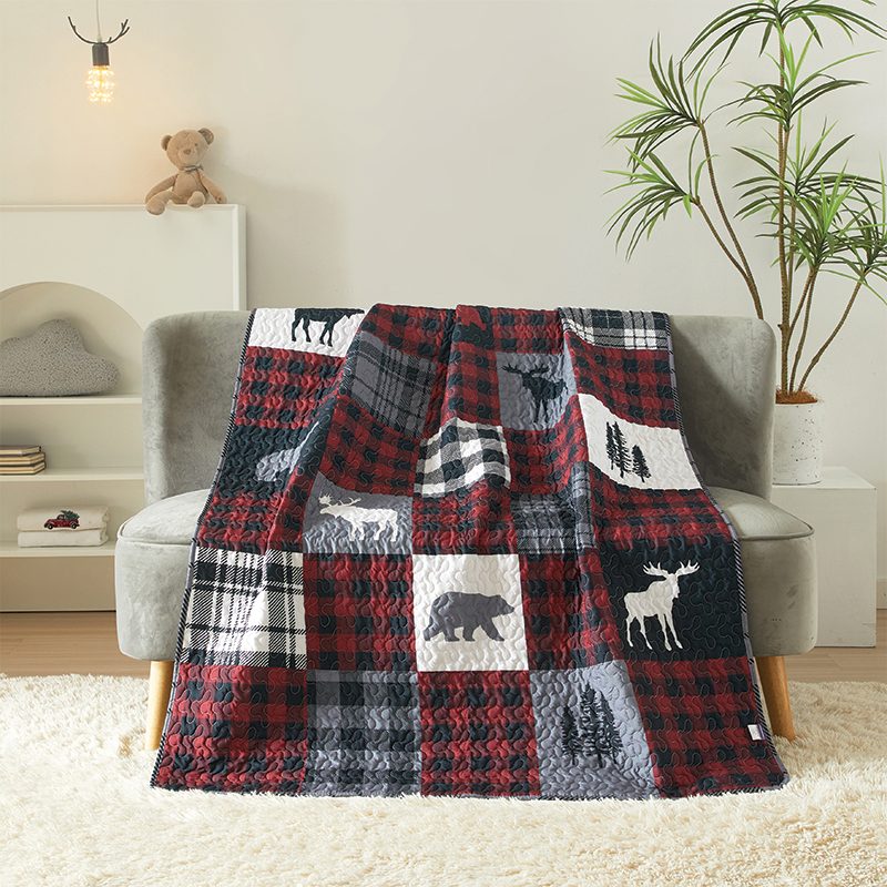 Lodge Collection Bear Design Reversible Throw Quilt [6100] Blanket Canadian Distributor Bear Mountain