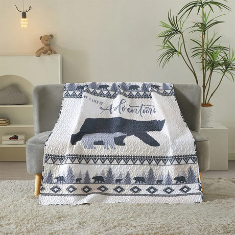 Lodge Collection Bear Design Reversible Throw Quilt [6100] Blanket Canadian Distributor Bear Venture
