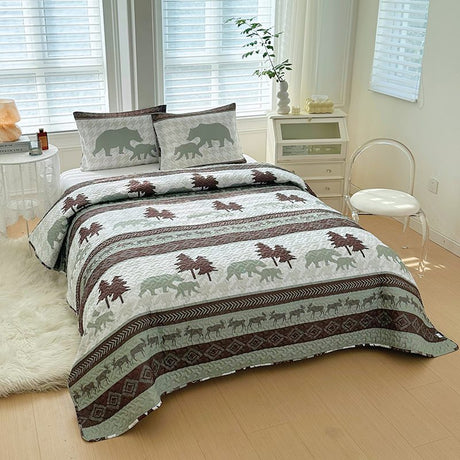 Lodge Collection 3pcs King size reversible quilt bed set [6120] Blanket Canadian Distributor Bear Edge