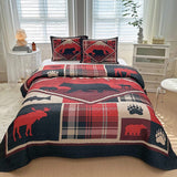 Lodge Collection 3pcs King size reversible quilt bed set [6120] Blanket Canadian Distributor Wild Retreat Red