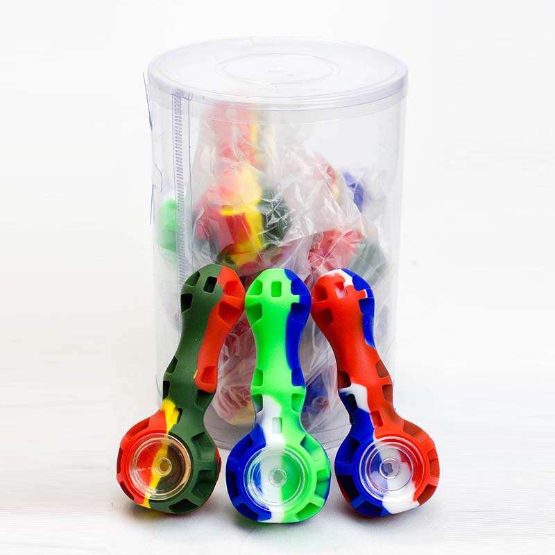 HIT | Silicone hand pipe with glass bowl 10 pcs buldle