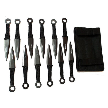 6" Black Throwing Knives with Black Handle & Sheath Set of 12 [6233] Throwing Knife Canadian Distributor