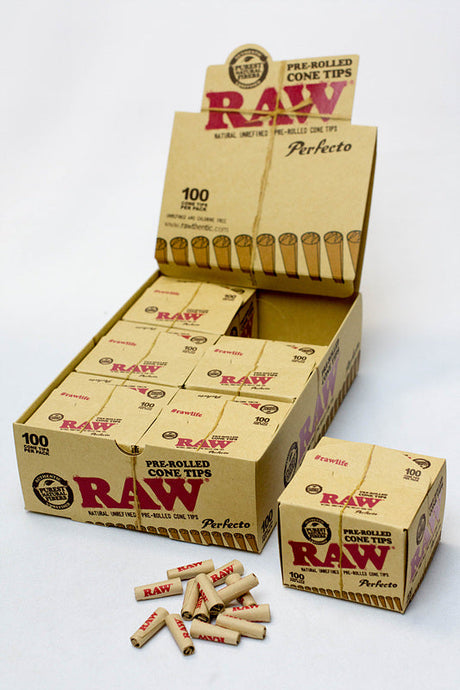 RAW Perfecto Pre-Rolled Cone Tips Box- - One Wholesale