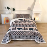 Lodge Collection Sherpa Lined 3pcs Queen size quilt bed set [6260] Blanket Canadian Distributor Bear Tracks