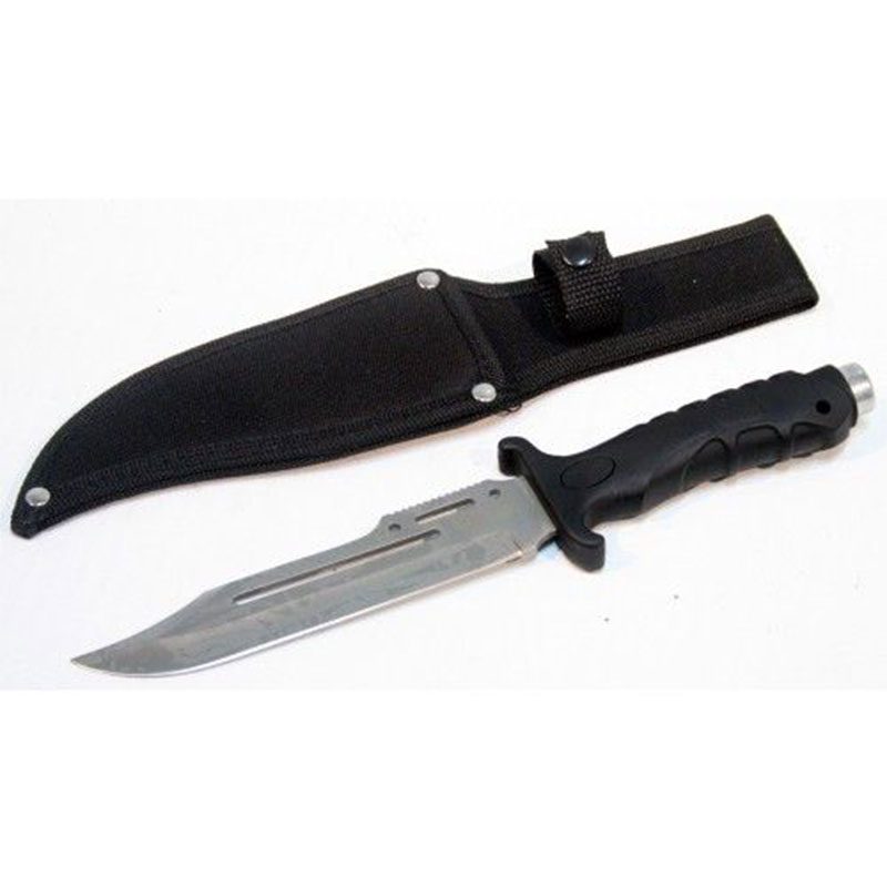 10.5″ Hunting Knife Black Handle and Black Sheath [6418] Fixed Blade Knife Canadian Distributor