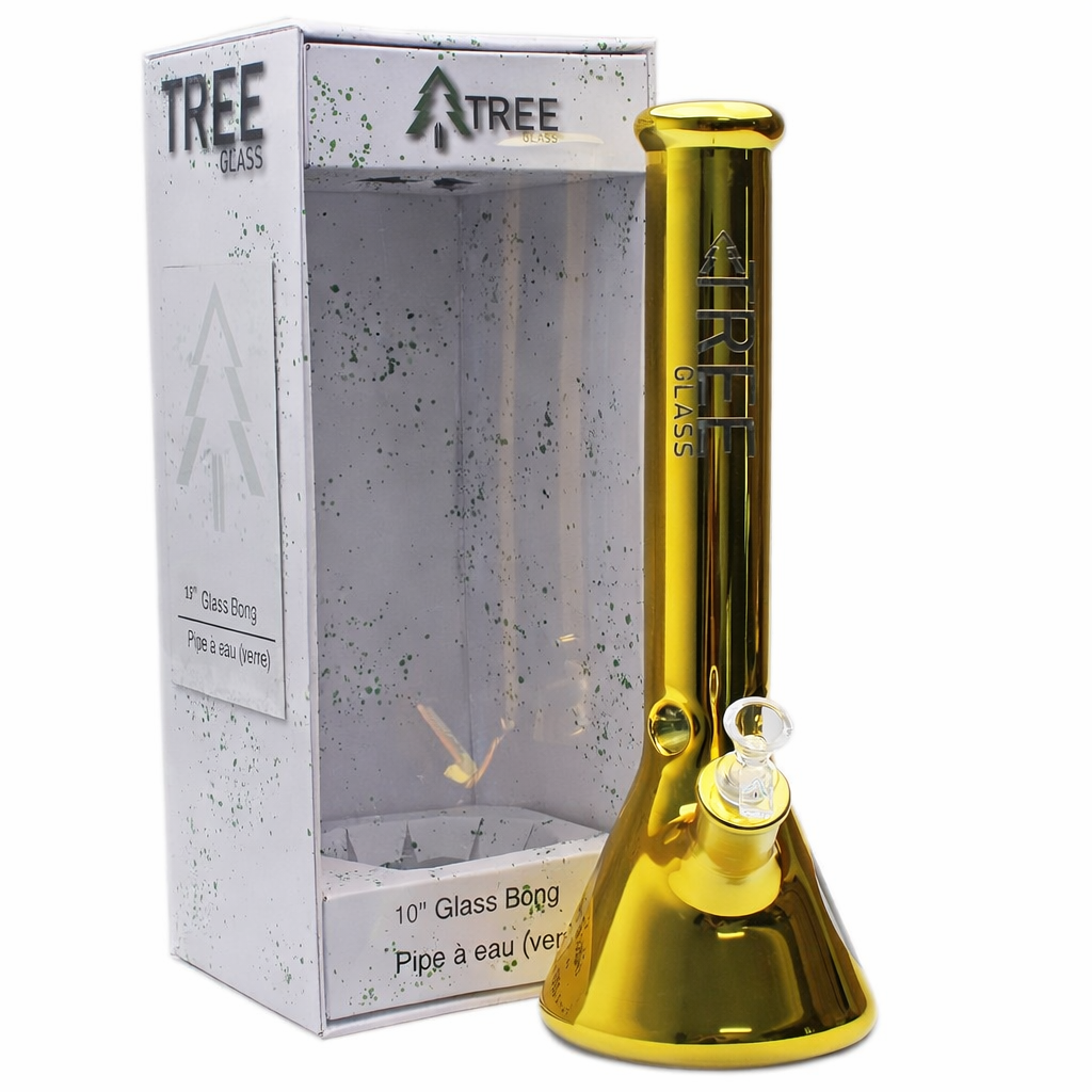 Tree Glass | 15" 7mm Beaker Gold Glass Bong Glass Bong Maq Distributors