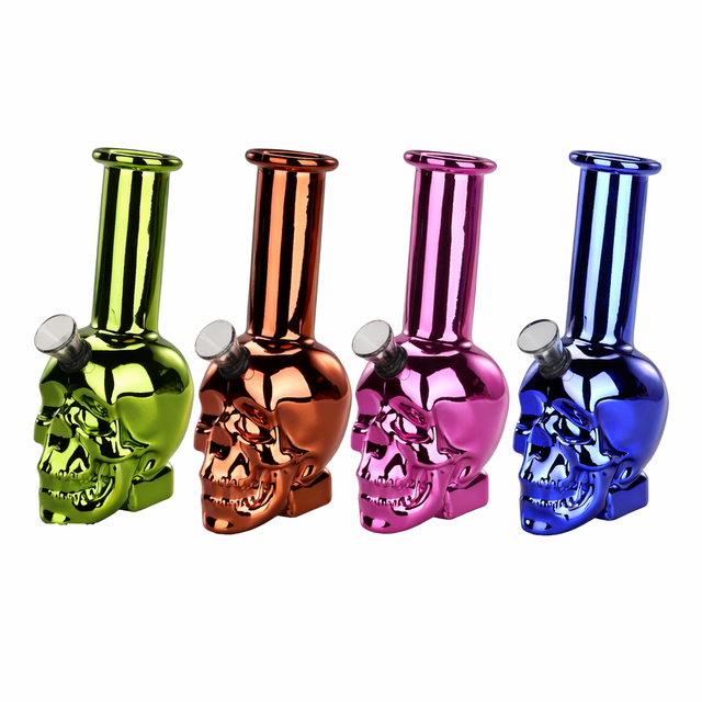 6″ Chrome Reaper Skull Edition Mini Glass Bong – Metallic Finish [JBLMIN-05-16] Glass Bong Canadian Distributor