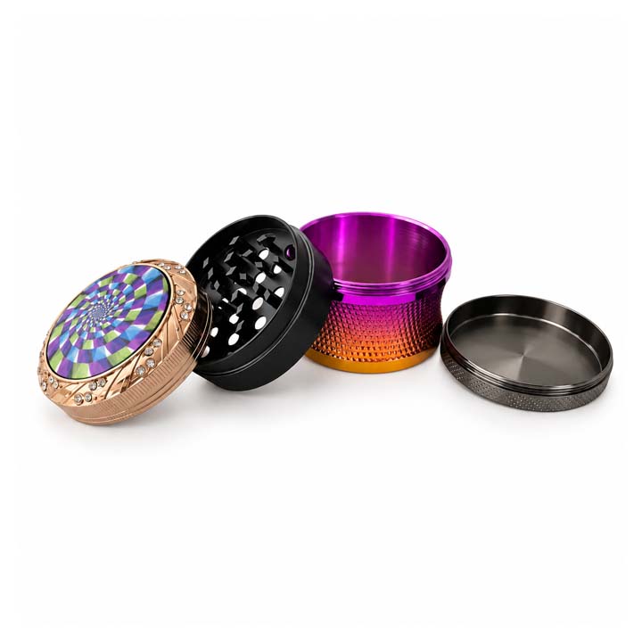 63mm 4-Piece Optical Illusion Metal Grinder – 6-Piece Display Display Pack Super Supplys Inc