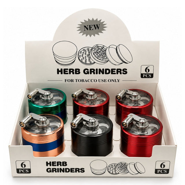 55mm 4-Piece Hand-Crank Metal Grinder Display Pack Super Supplys Inc Default Title