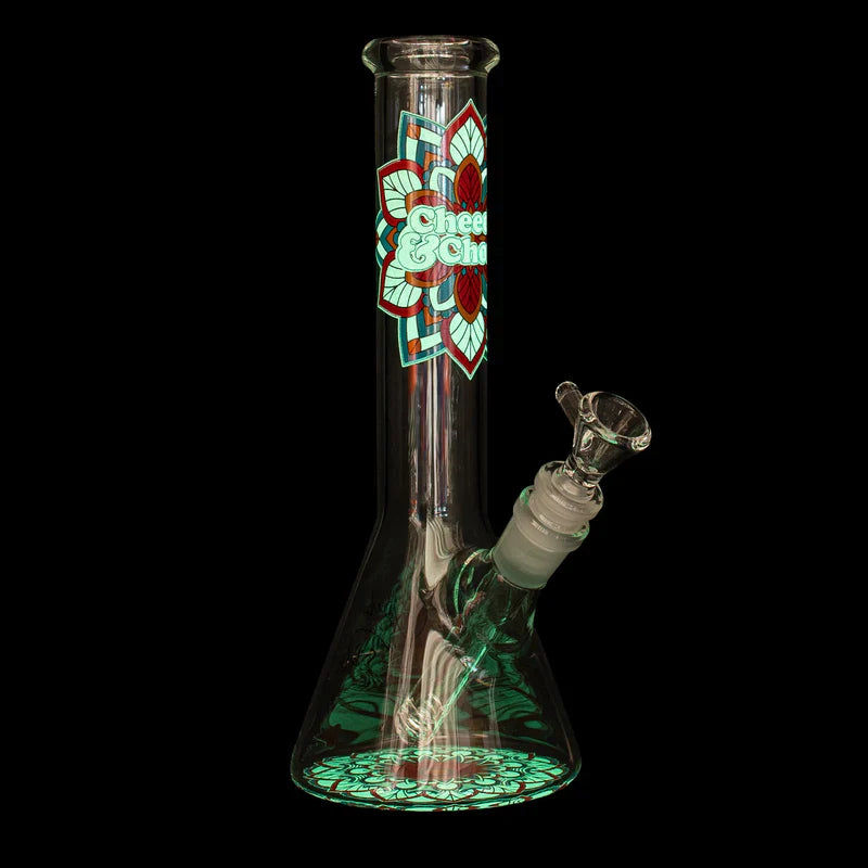 Cheech & Chong® Glass | 10" Mandala Glow in the Dark Beaker (CC174) Glass Bong Smoking Cat Distribution