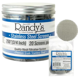 Randy’s® | 0.750" Screens – Jar of 20 (36 Jars / 720 Screens Total) Metal Screen LEHIGH WHOLESALE Stainless Steel