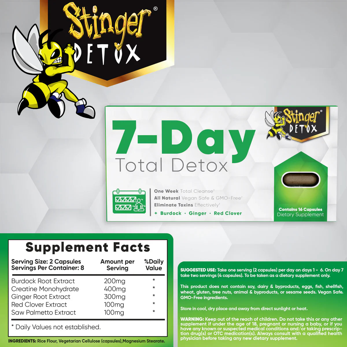 Stinger Detox | 7-Day Total Detox Permanent Cleanser Capsules Detox Desert Depot