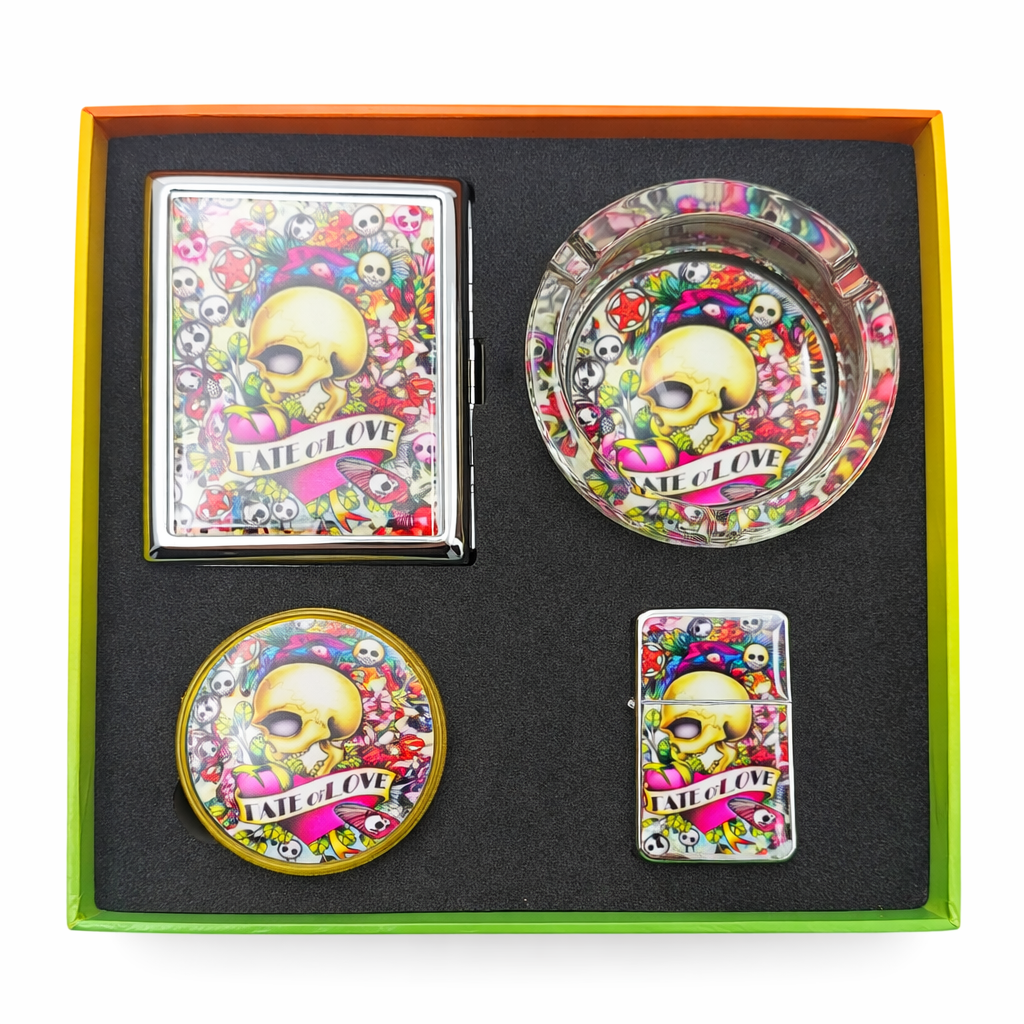 4 Pcs Smoking Accessories Gift Box Bundle LEHIGH WHOLESALE Skull (624)
