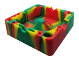 Herbhuggers | Premium Silicone Ashtray Featuring Center Tap Ash and Glassware Clearer with Accessory Organizing Slot Holders Silicone Ashtray Herbhuggers Rasta (Red