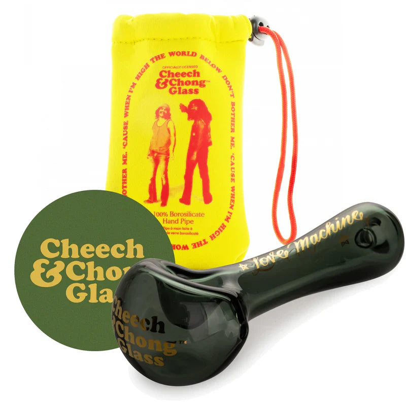 Cheech & Chong® Glass | 4.5" Smoke Love Machine Hand Pipe W/Ash Catcher Mouthpiece Glass Pipe West Coast Gifts