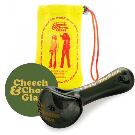 Cheech & Chong® Glass | 4.5" Smoke Love Machine Hand Pipe W/Ash Catcher Mouthpiece Glass Pipe West Coast Gifts