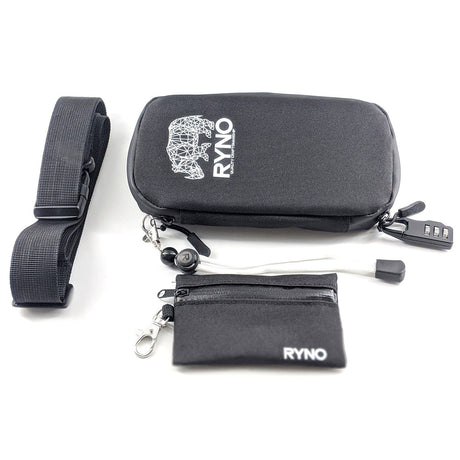RYNO Smell Proof Bag W/Combo Lock + Shoulder & Wrist Straps-Charcoal Black - One Wholesale