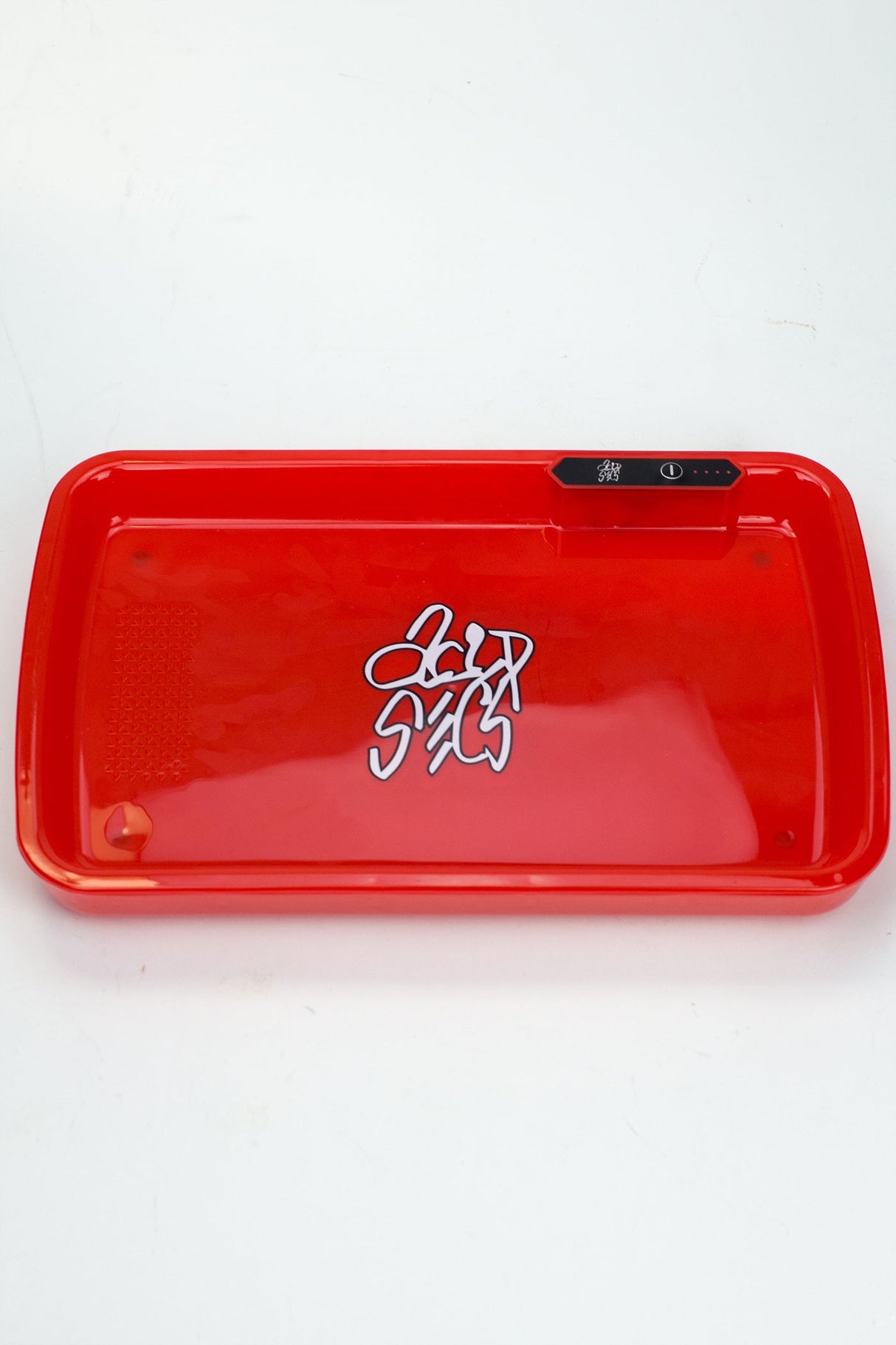 Acid Secs LED Rolling Tray with Grinding Pad-Red - One Wholesale