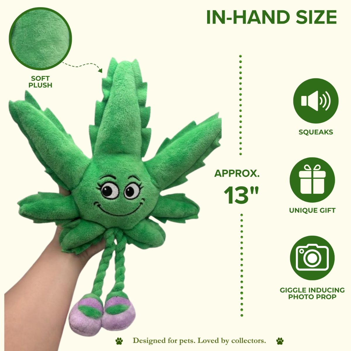 Mary Jane the Weed Leaf | 420 Dog Toy & Collectible Plush For Pet PAW20