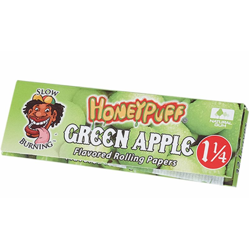 Honey Puff | Slow Burning Flavored Rolling Paper-12 booklets/display [P802x] 1 - 1/4" Size Canadian Distributor Green Apple