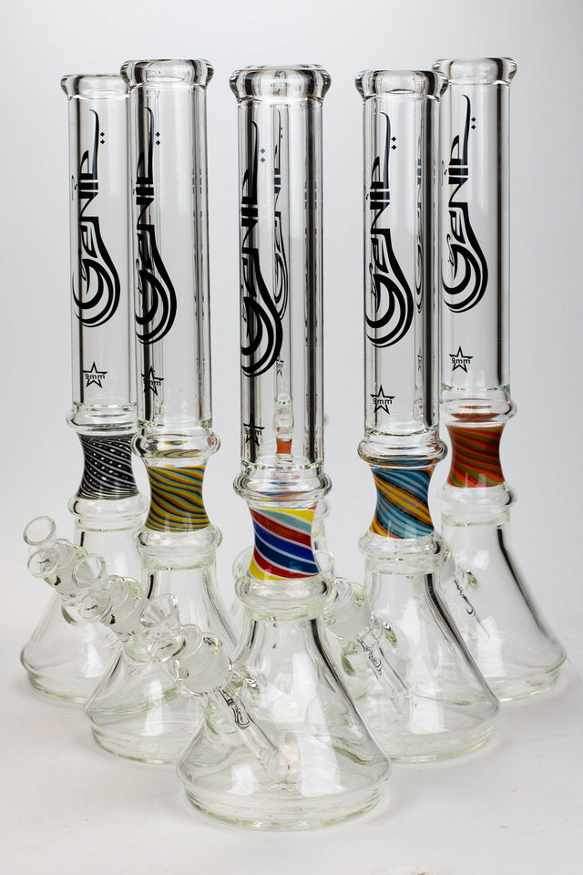 17.5" Genie 9 mm curved tube beaker water bong- - One Wholesale