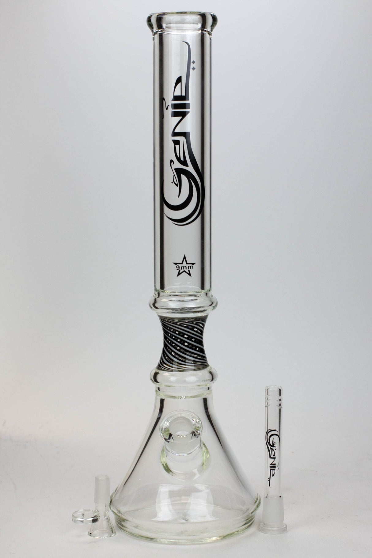 17.5" Genie 9 mm curved tube beaker water bong- - One Wholesale