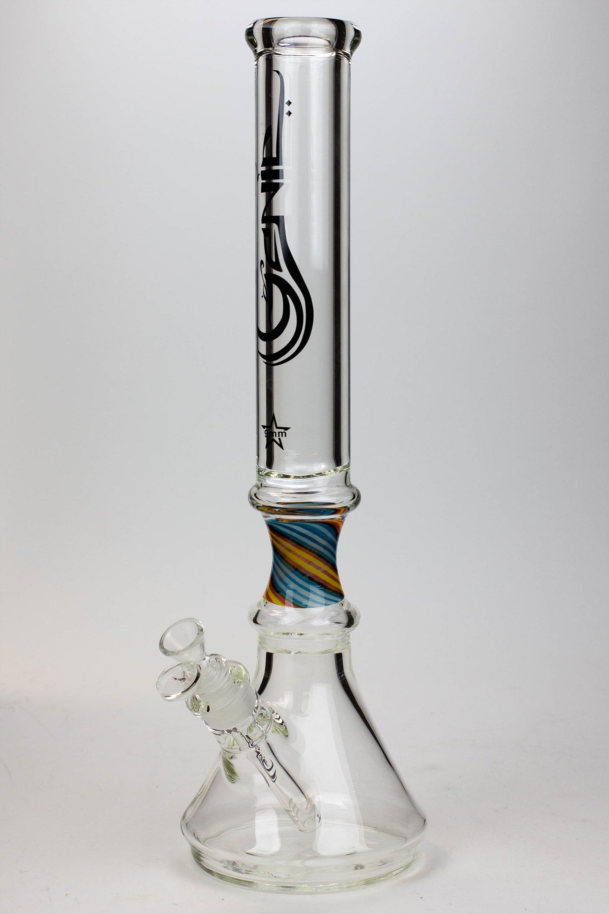 17.5" Genie 9 mm curved tube beaker water bong-E - One Wholesale