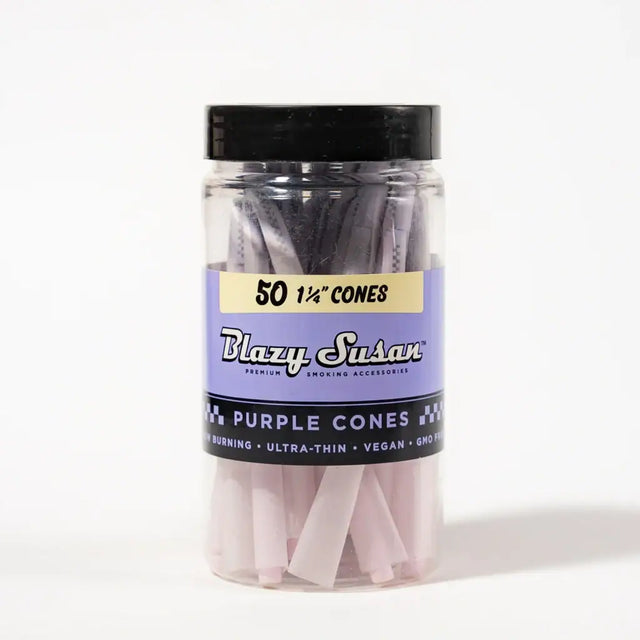 Blazy Susan | Purple Pre-Rolled Cones – 1 ¼″ - 50-Count Jar Pre-rolled Cone (Bulk / Tower) BB Canada
