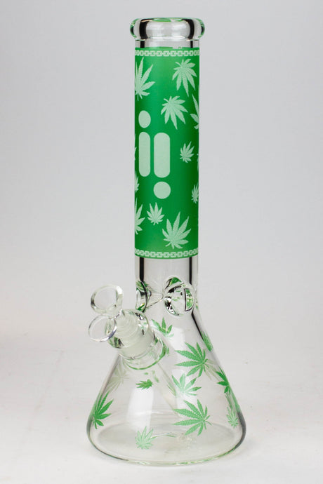 14" Infyniti Leaf Glow in the dark 7 mm glass bong-Green - One Wholesale