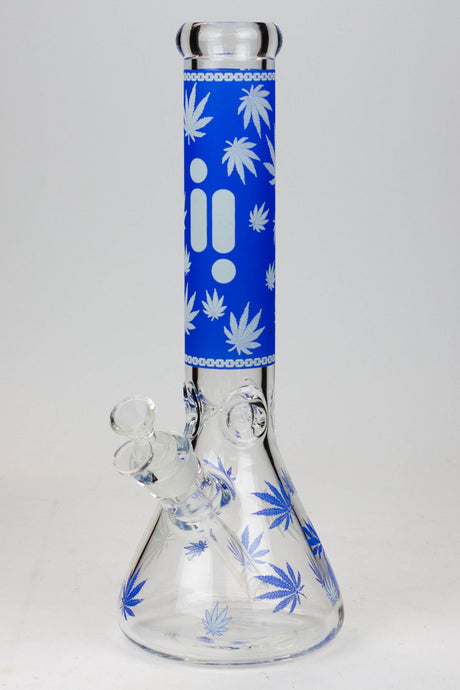 14" Infyniti Leaf Glow in the dark 7 mm glass bong-Blue - One Wholesale