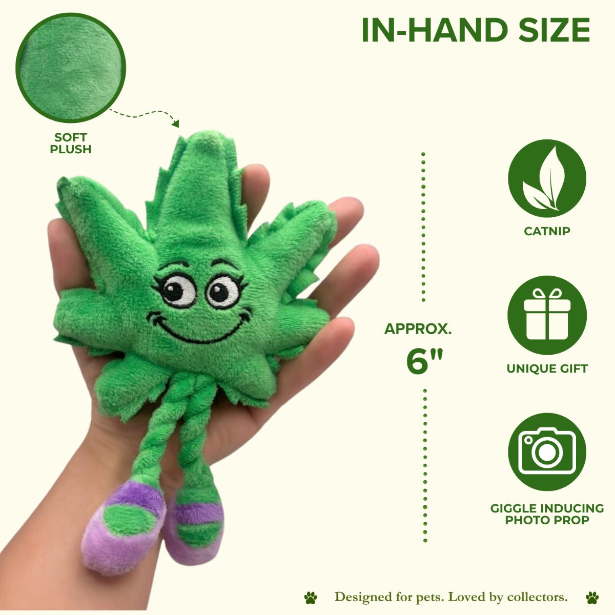Lil' Mary Jane Weed Leaf | 420 Cat Toy & Collectible Plushie For Pet PAW20