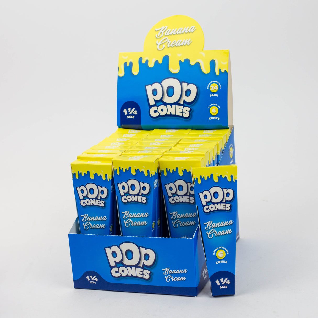 Pop Cones 1 1/4 Pre-rolled cones Box of 24-Banana Cream - One Wholesale