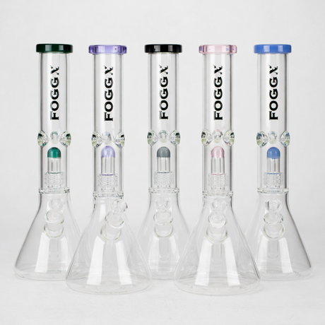 FOGGX | 14" Glass Water Pipe with Percolator [FT187] Glass Bong LEHIGH WHOLESALE