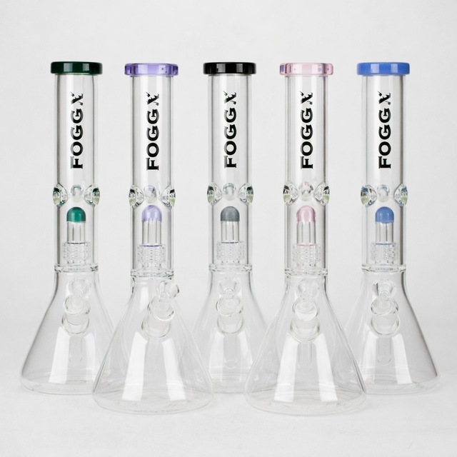 FOGGX | 14" Glass Water Pipe with Percolator [FT187] Glass Bong LEHIGH WHOLESALE