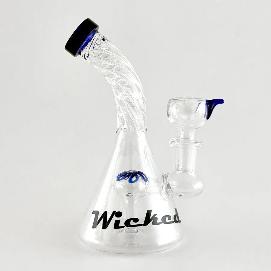 Wicked | 6" Swirl Dab Rig Glass Bong Super Supplys Inc Blue
