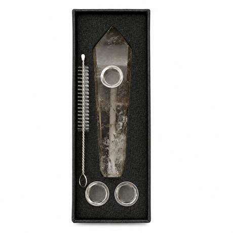 Acid Secs | Cracked Smokey Quartz Crystal Pipe with Choke