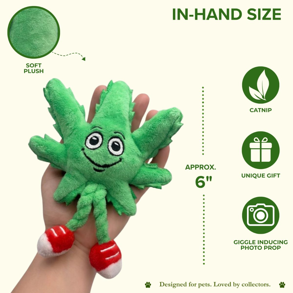 Lil' MJ the Marijuana Leaf | 420 Cat Toy & Collectible Plush For Pet PAW20