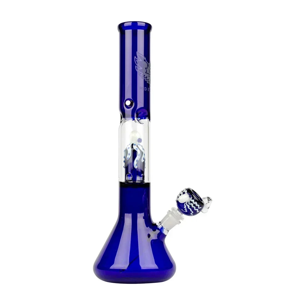 Red Eye Glass 17" Octopus Perc Beaker Bong Glass Bong Smoking Cat Distribution Blue
