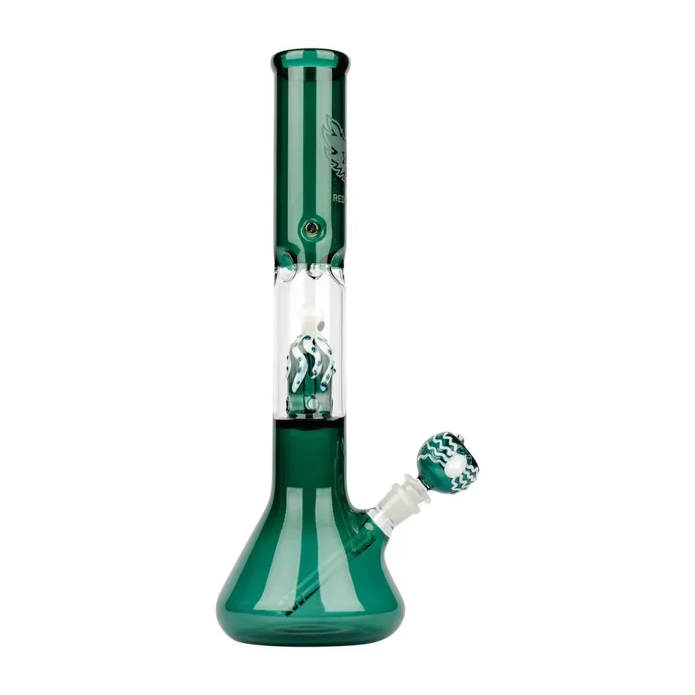 Red Eye Glass 17" Octopus Perc Beaker Bong Glass Bong Smoking Cat Distribution Teal
