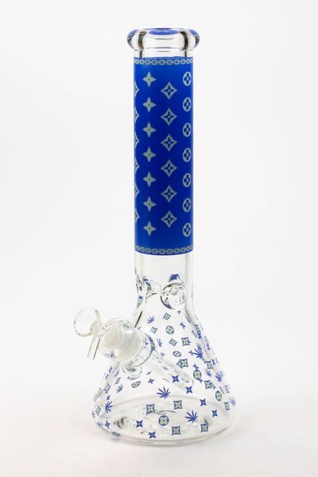 14" Luxury Patten Glow in the dark 7 mm glass bong [A24]-Blue - One Wholesale