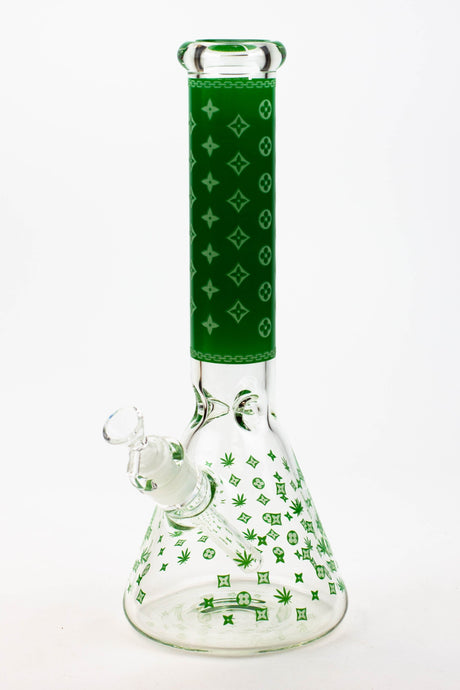 14" Luxury Patten Glow in the dark 7 mm glass bong [A24]-Green - One Wholesale