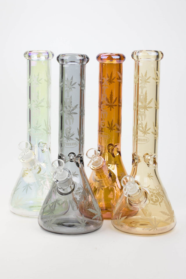 14" XTREME Glass / 7 mm / Leaf Electroplated Glass beaker Bong- - One Wholesale