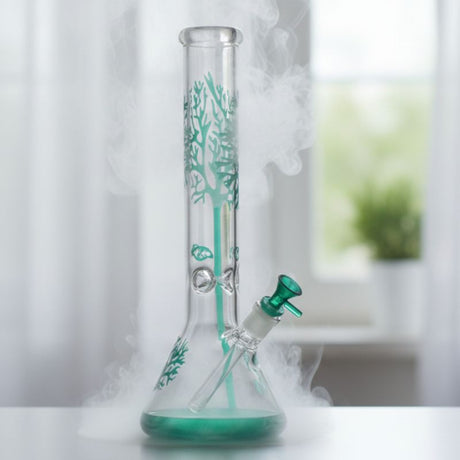 14" Tree of Life classic beaker glass bong Glass Bong Canadian Distributor Lake Green