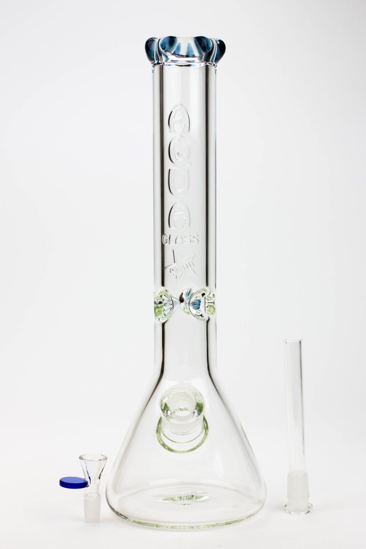 15.5" AQUA Glass / 9mm / glass beaker water bong- - One Wholesale