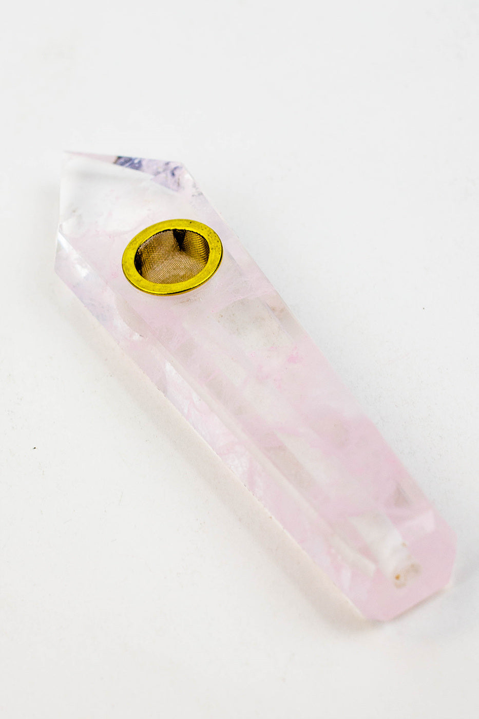 Acid Secs - Crystal Stone Smoking Pipe without choke hole Quartz · Stone Pipe Acid Secs Productions Inc. Pink & Clear Quartz