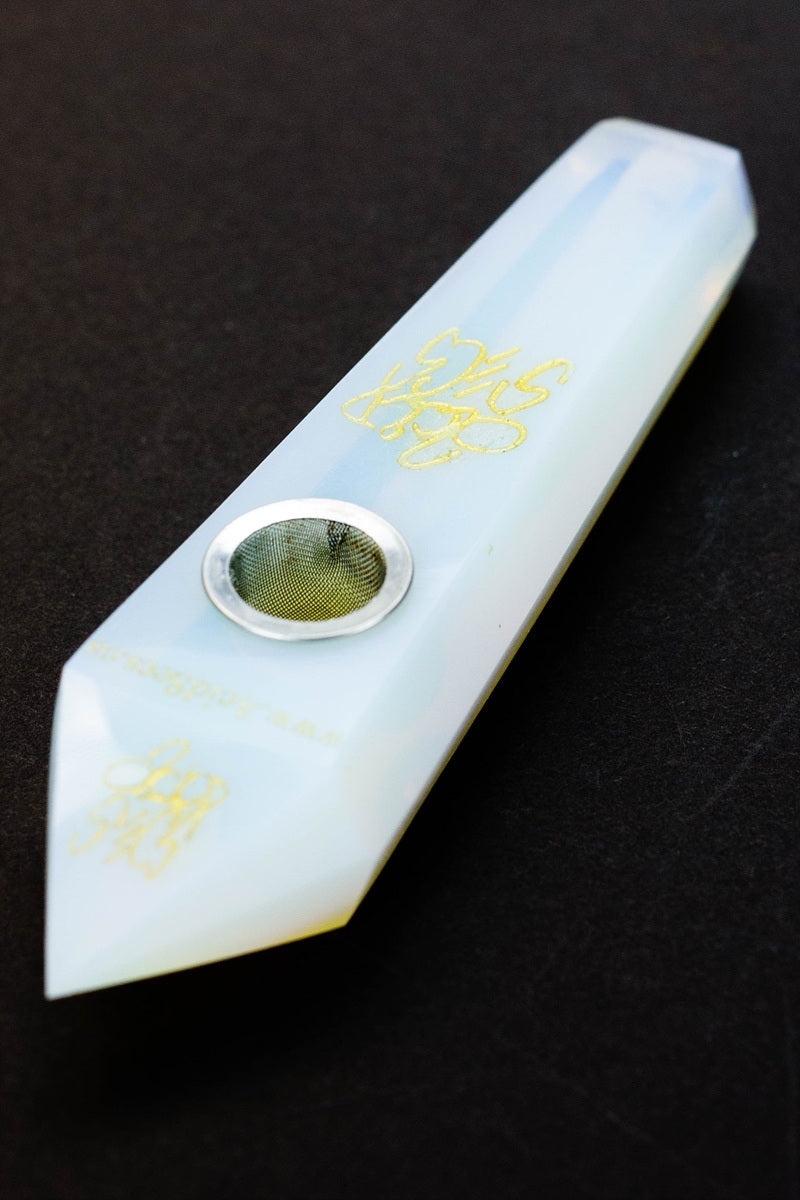 Acid Secs - Golden Engraved Opal Smoking Pipe Quartz · Stone Pipe Acid Secs Productions Inc.
